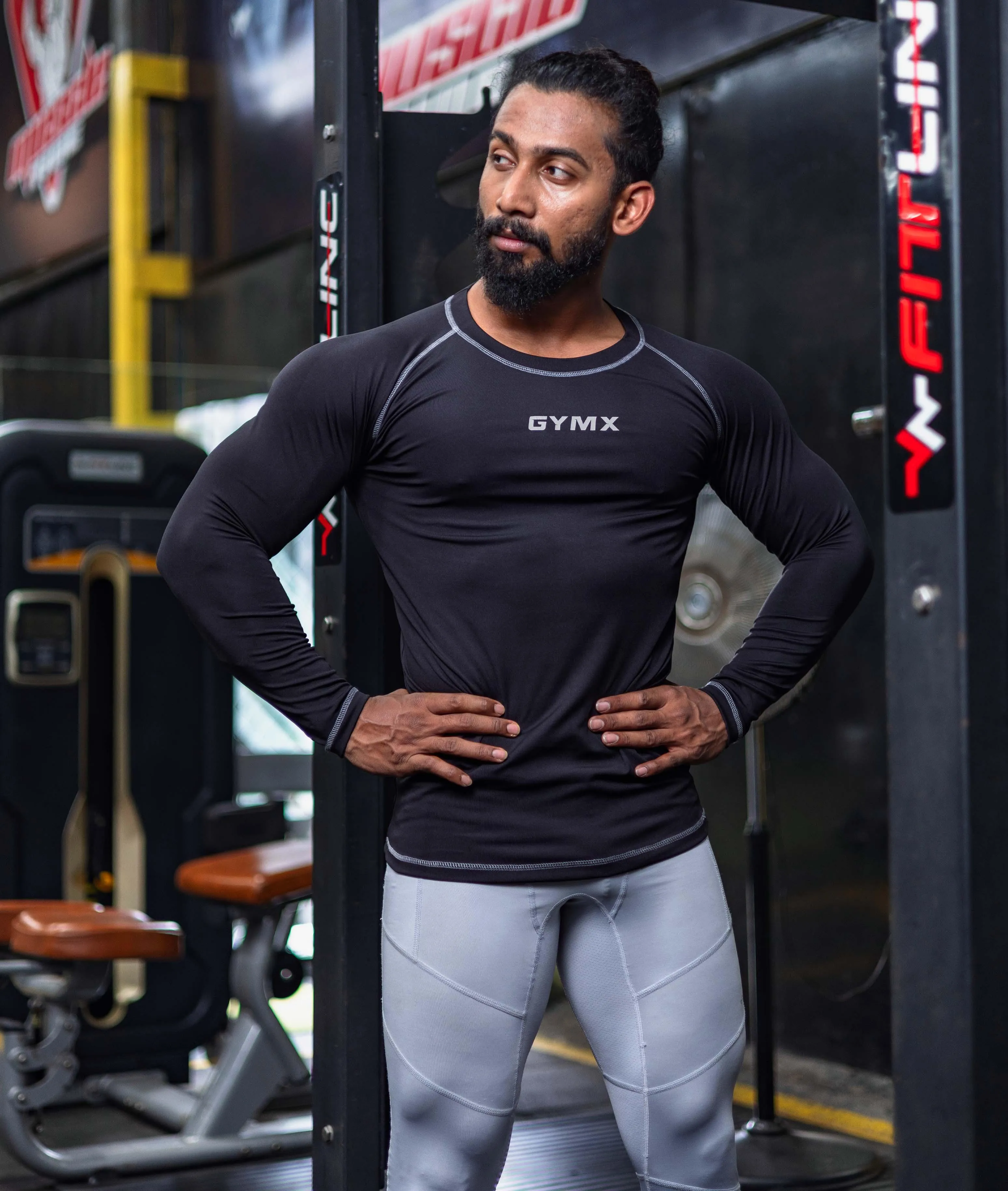 Compression GymX Full Sleeve Tee: Black