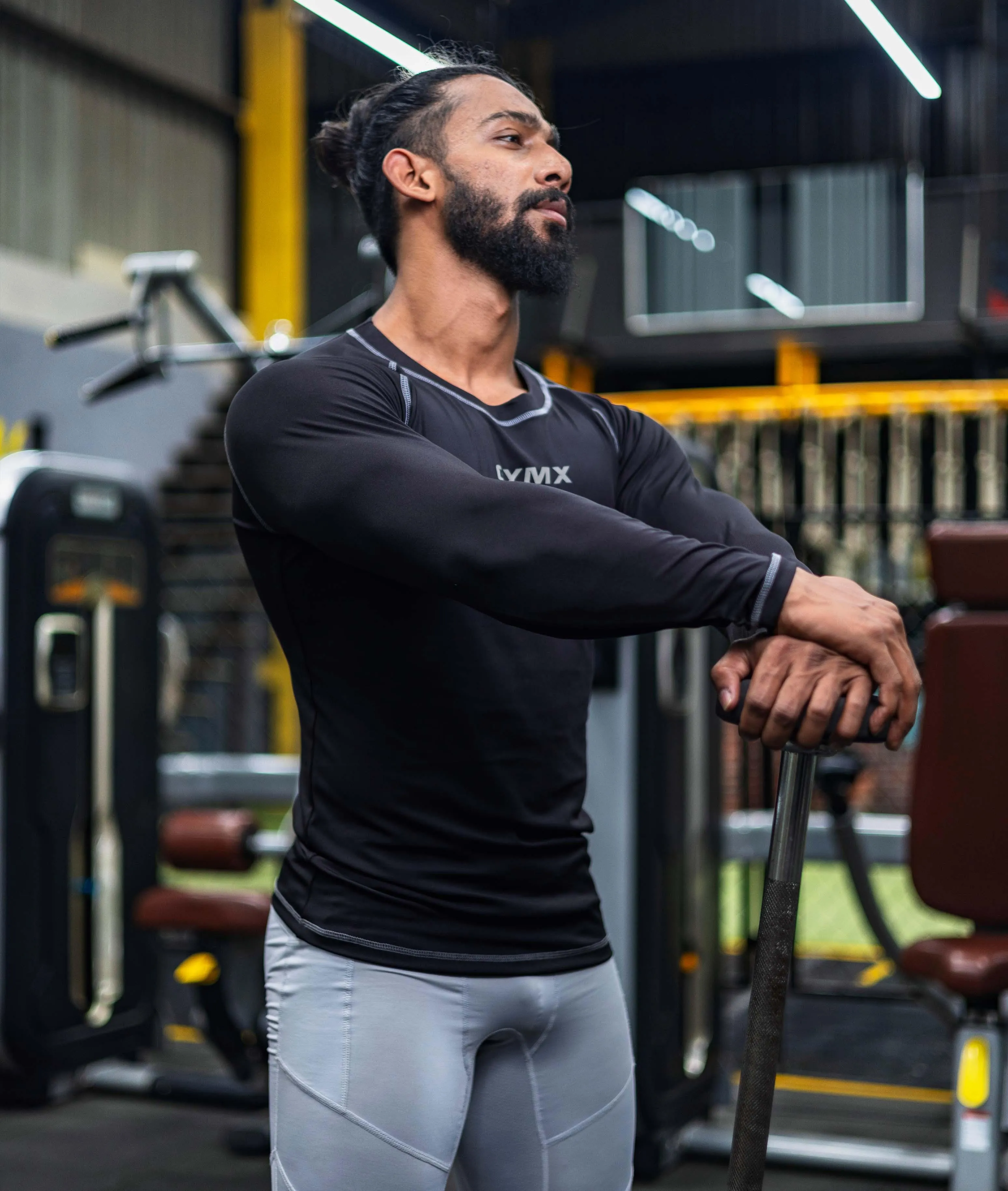 Compression GymX Full Sleeve Tee: Black