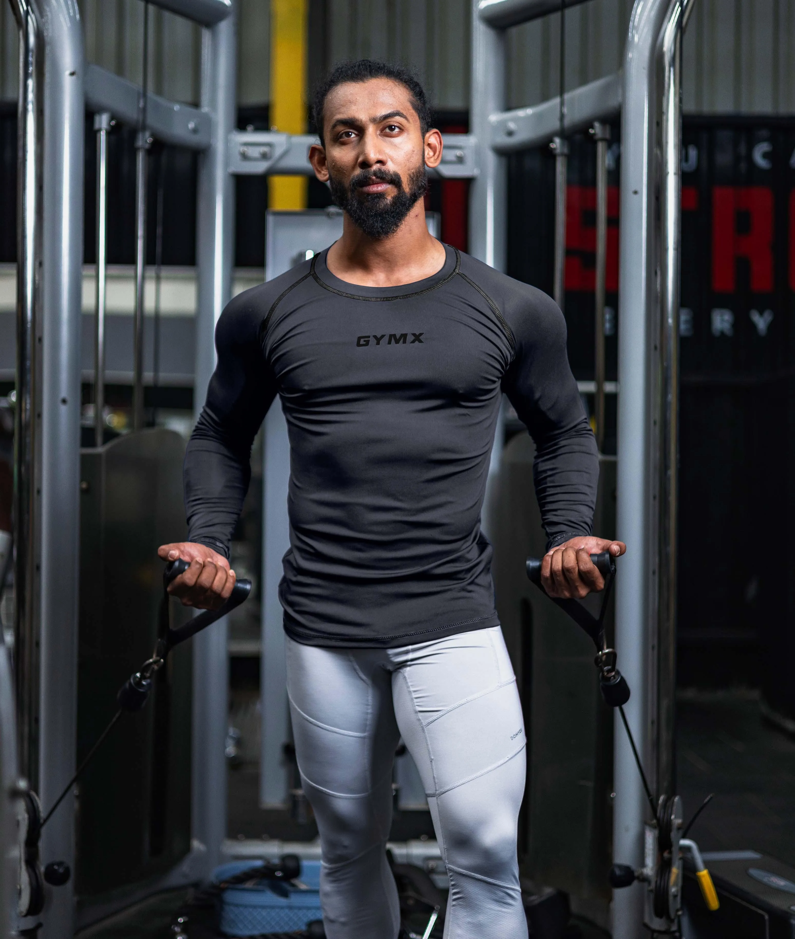 Compression GymX Full Sleeve Tee: Carbon Grey