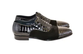 Corrente Calfskin & Suede Lace-Up Oxford Black