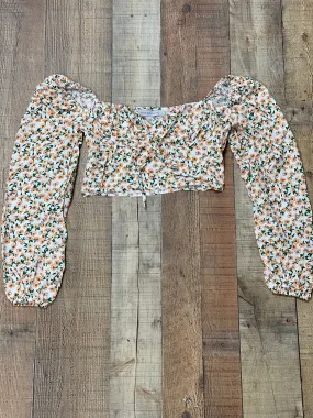 Cropped Floral Top - Cream