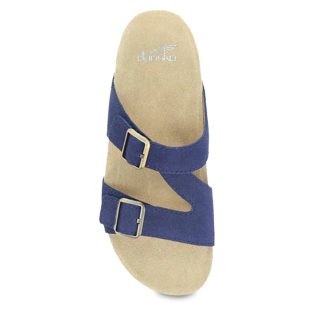  Dayna Two Strap Suede Sandal in Navy  