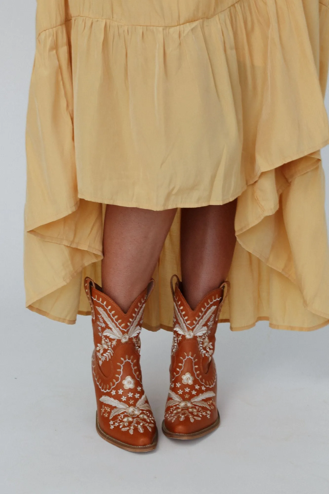 Dolly Embroidered Cowboy Boot - Camel