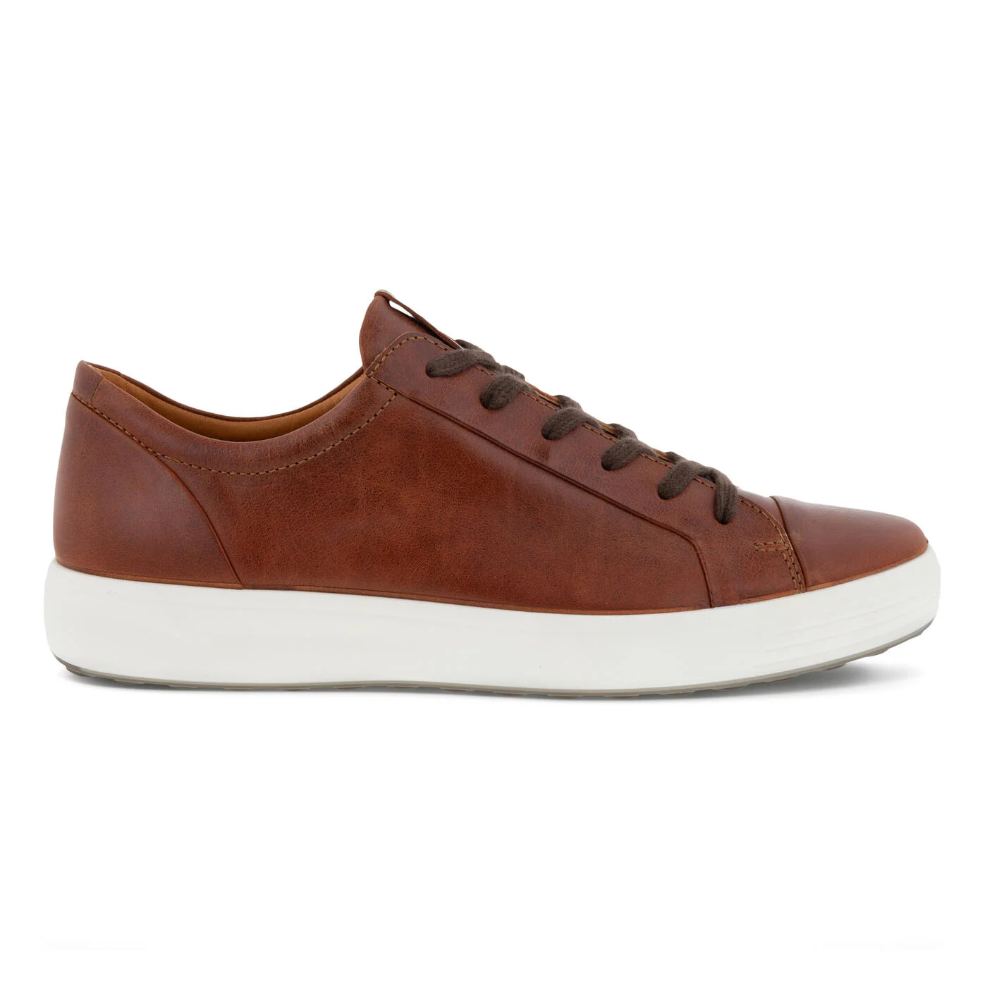 Ecco Mens Soft 7 Lace Up City Sneakers- Cognac