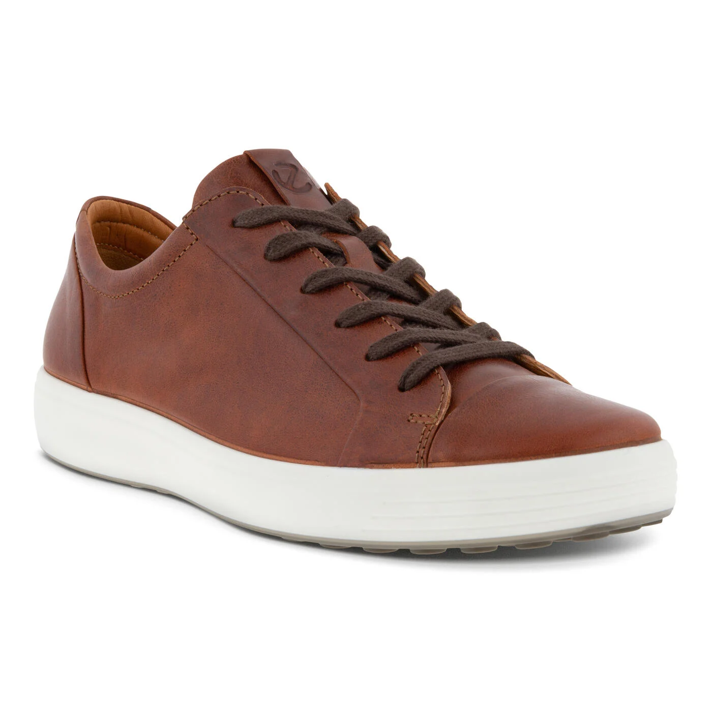 Ecco Mens Soft 7 Lace Up City Sneakers- Cognac