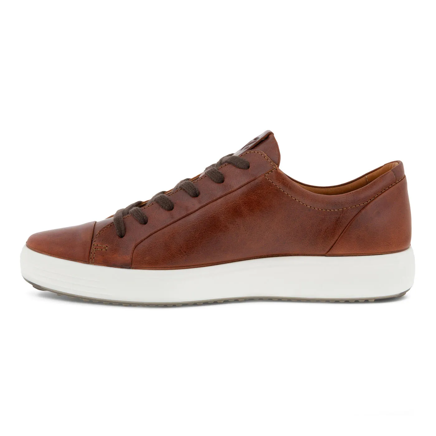 Ecco Mens Soft 7 Lace Up City Sneakers- Cognac