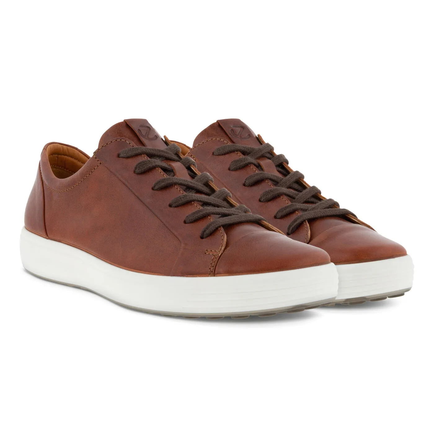 Ecco Mens Soft 7 Lace Up City Sneakers- Cognac