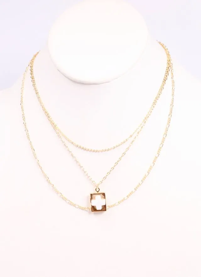 Eugenia Layered Cross Necklace GOLD