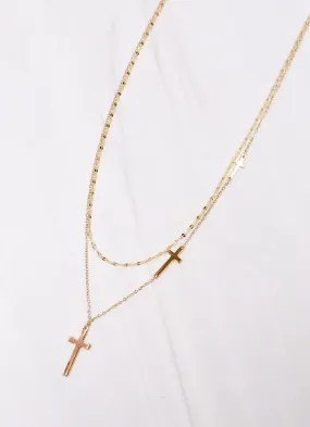 Fletcher Cross Layered Necklace GOLD