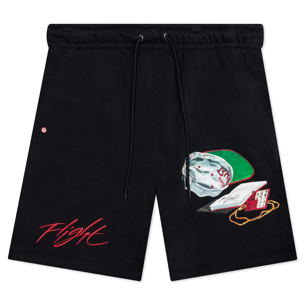 Flight Artist Series by Jacob Rochester Fleece Shorts - Black/Sail/University Red