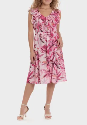 Floral Print Dress - Fuchsia