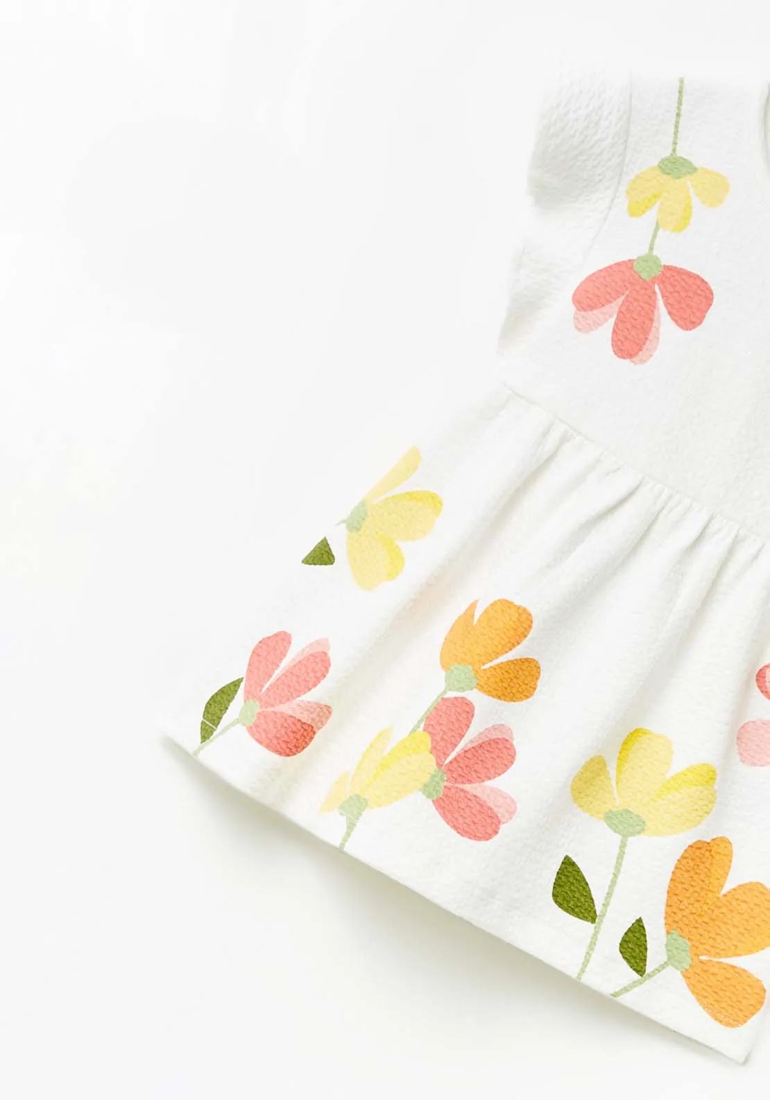 Floral Smock Dress - White