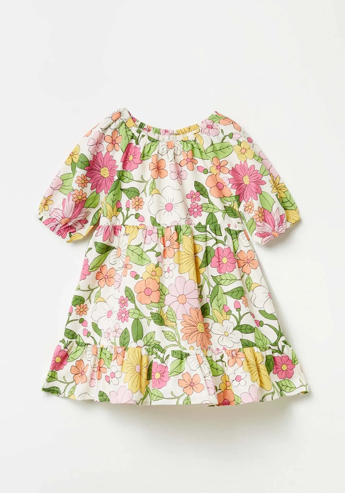 Floral Tierd Dress - White