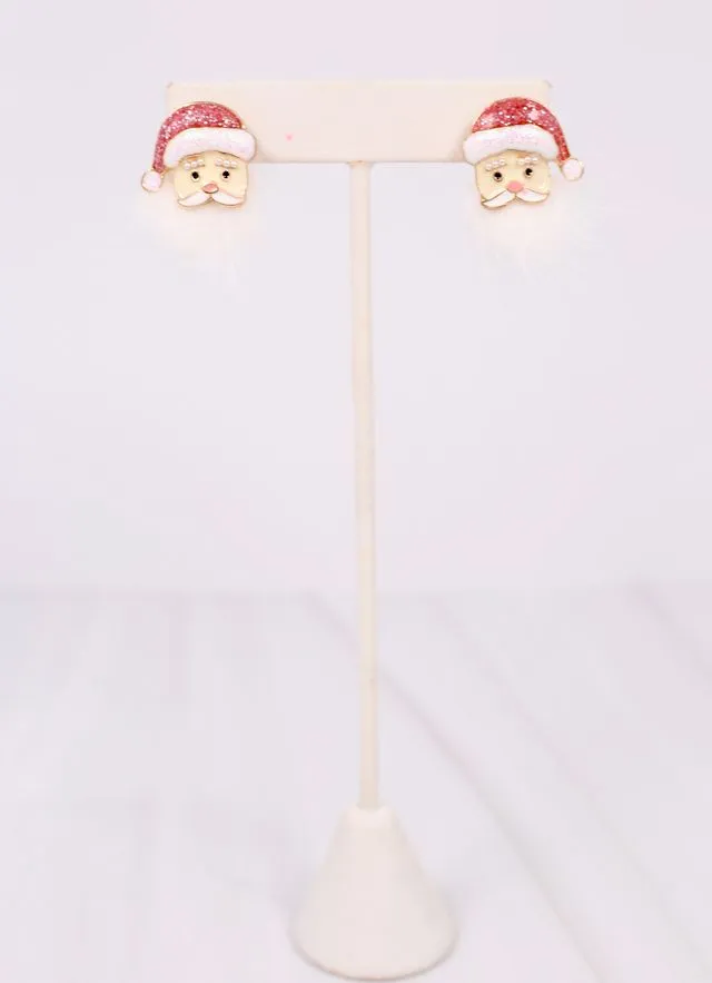 Fuzzy Santa Earring PINK