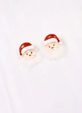 Fuzzy Santa Earring RED