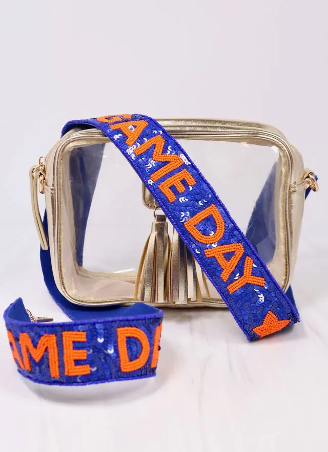 Game Day Spirit Sequin Strap ROYAL BLUE ORANGE