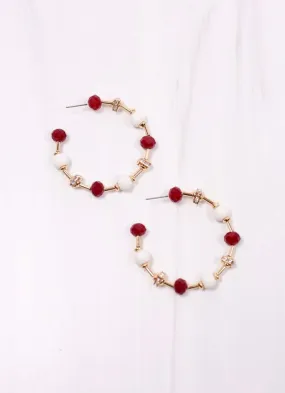 Gerald Beaded Hoop Earring BURGUNDY WHITE