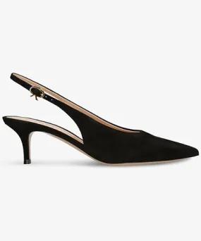 Gianvito Rossi Womens Black Robbie suede slingback courts