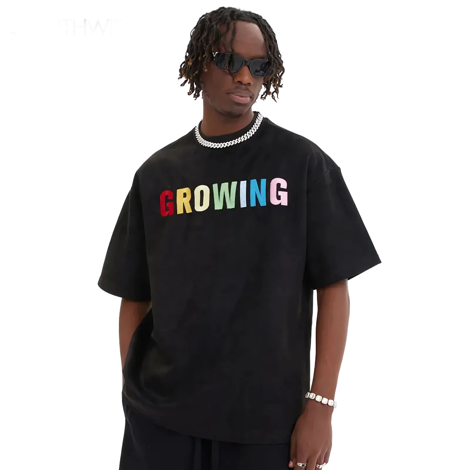 'Growing' Embroidered Suede T-Shirt