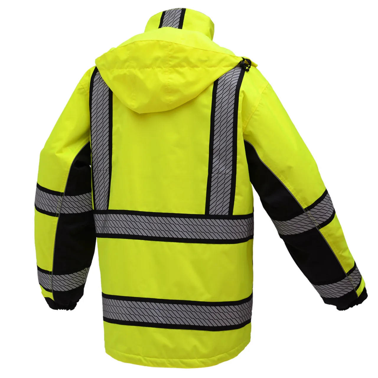 GSS Class 3 Hi Vis Premium ONYX PRIMALOFT Lime 3-in-1 Winter Parka Jacket with Teflon Protector (8505)