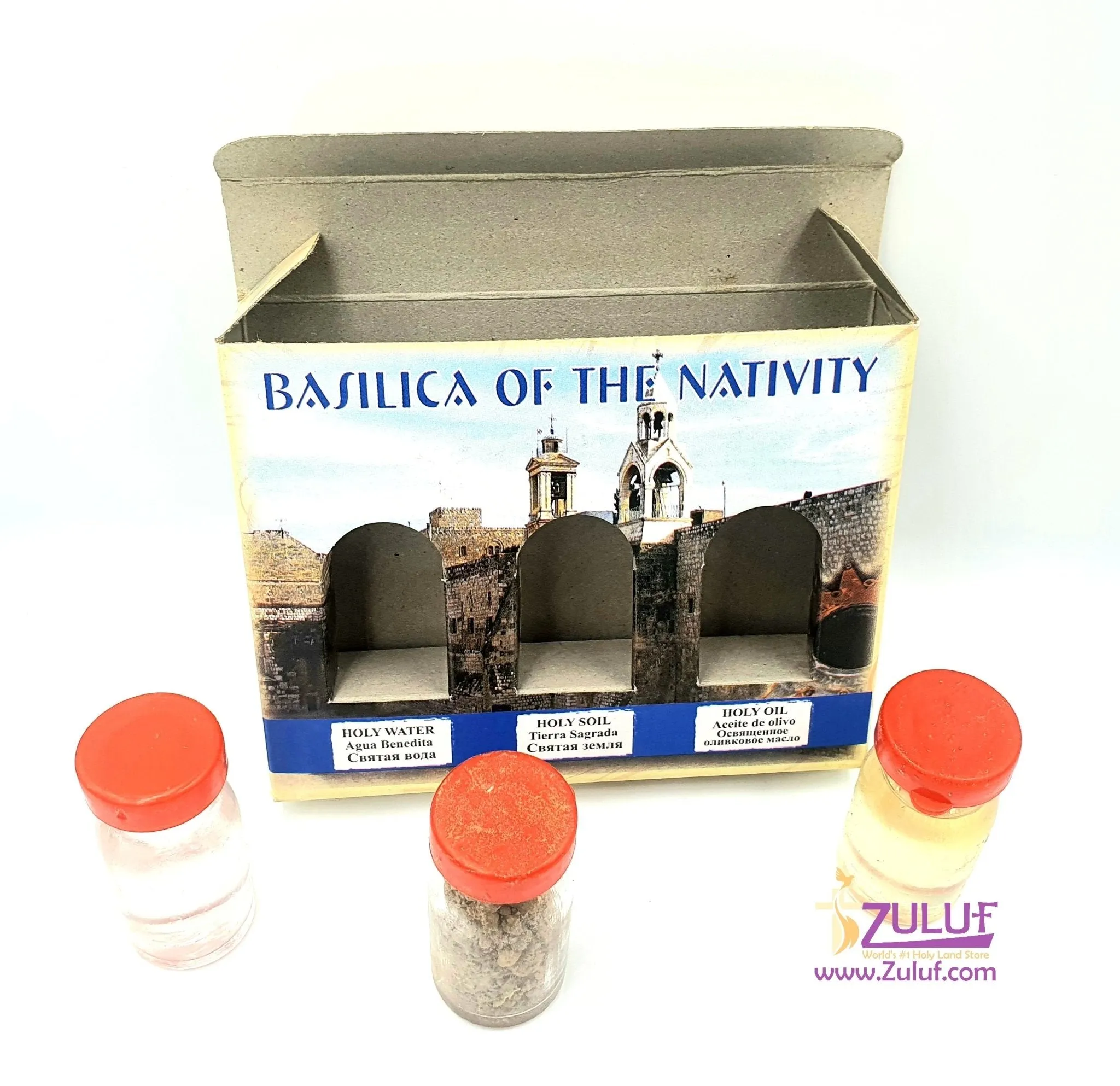 Holy Land Gift Pack - Holy Land Elements Set Olive Oil, Stones & Holy Water Religious Christian Gift Basilica of The Nativity HL