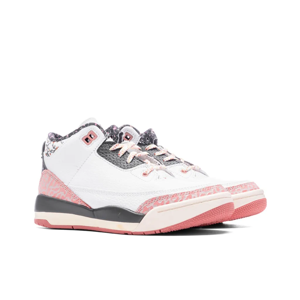 Jordan 3 Retro (PS) 'Vintage Floral' - White/Anthracite/Red Stardust