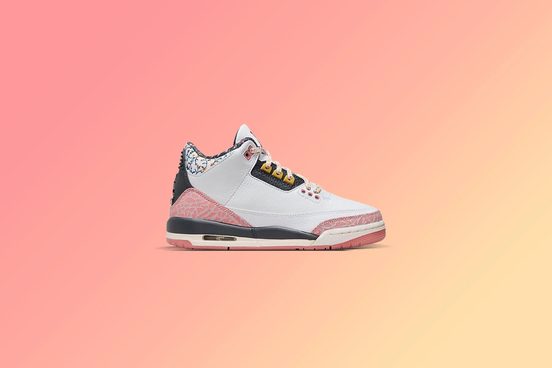 Jordan 3 Retro (PS) 'Vintage Floral' - White/Anthracite/Red Stardust