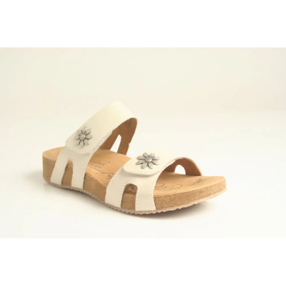 Josef Seibel Tonga 04 Two Strap Slide Sandal- White Leather