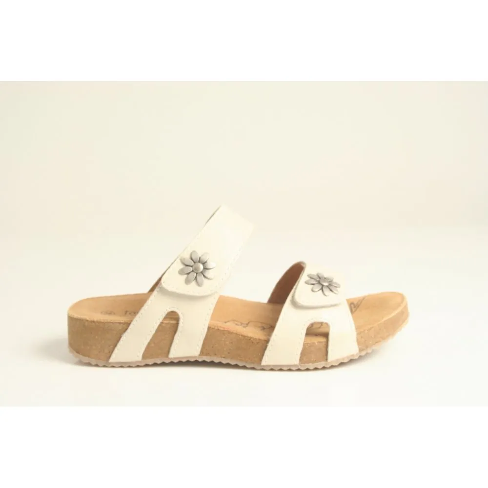 Josef Seibel Tonga 04 Two Strap Slide Sandal- White Leather