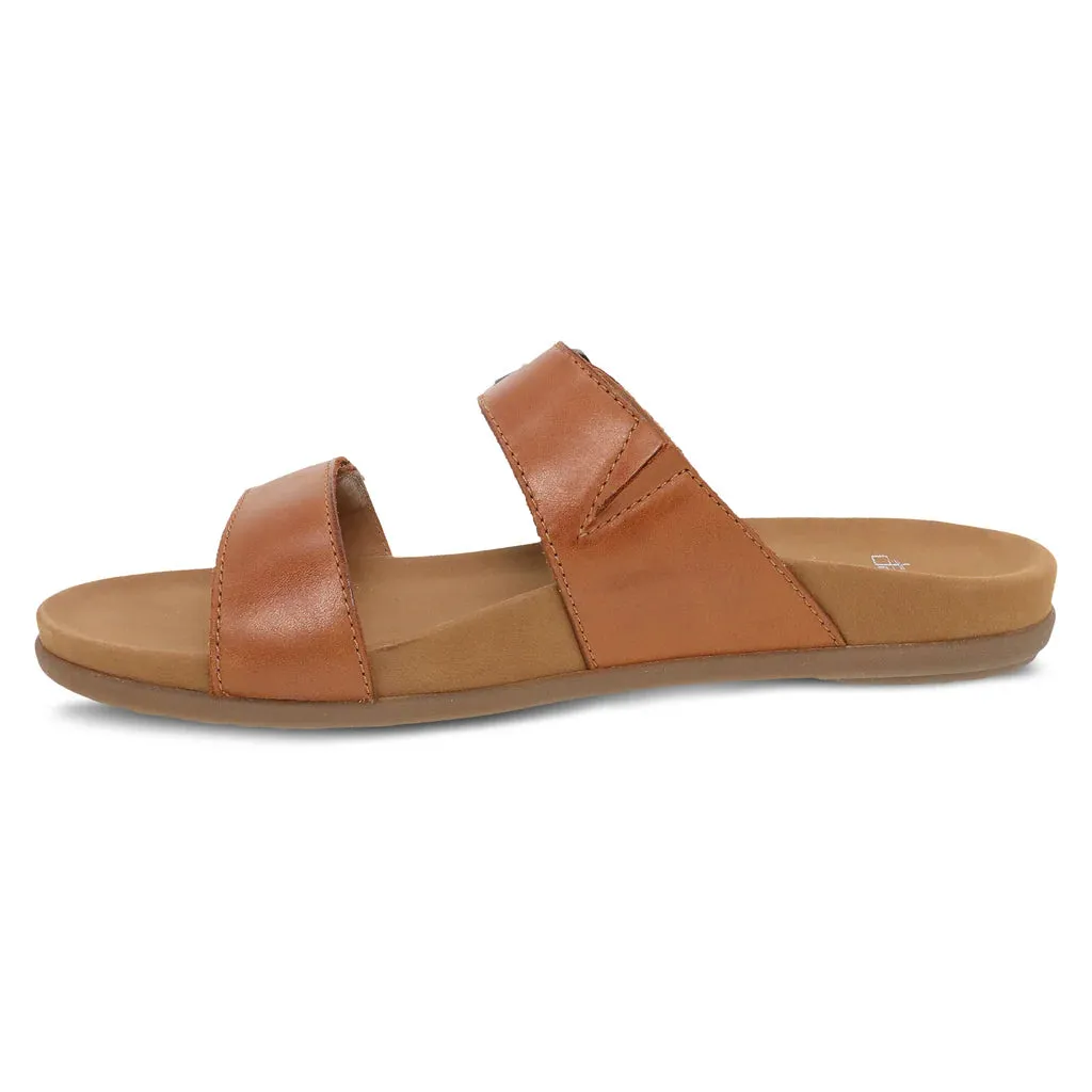  Justine Slip on Two Strap Sandal in Luggage  