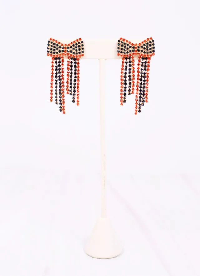 Kristina CZ Bow Fringe Earring ORANGE NAVY