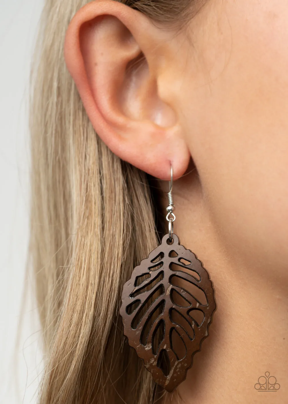 LEAF Em Hanging - Brown Earring