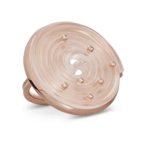 Licorice ring stoned rose gold with milky quartz and diamond