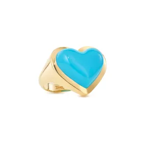 Love lollipop ring yellow gold with turquoise