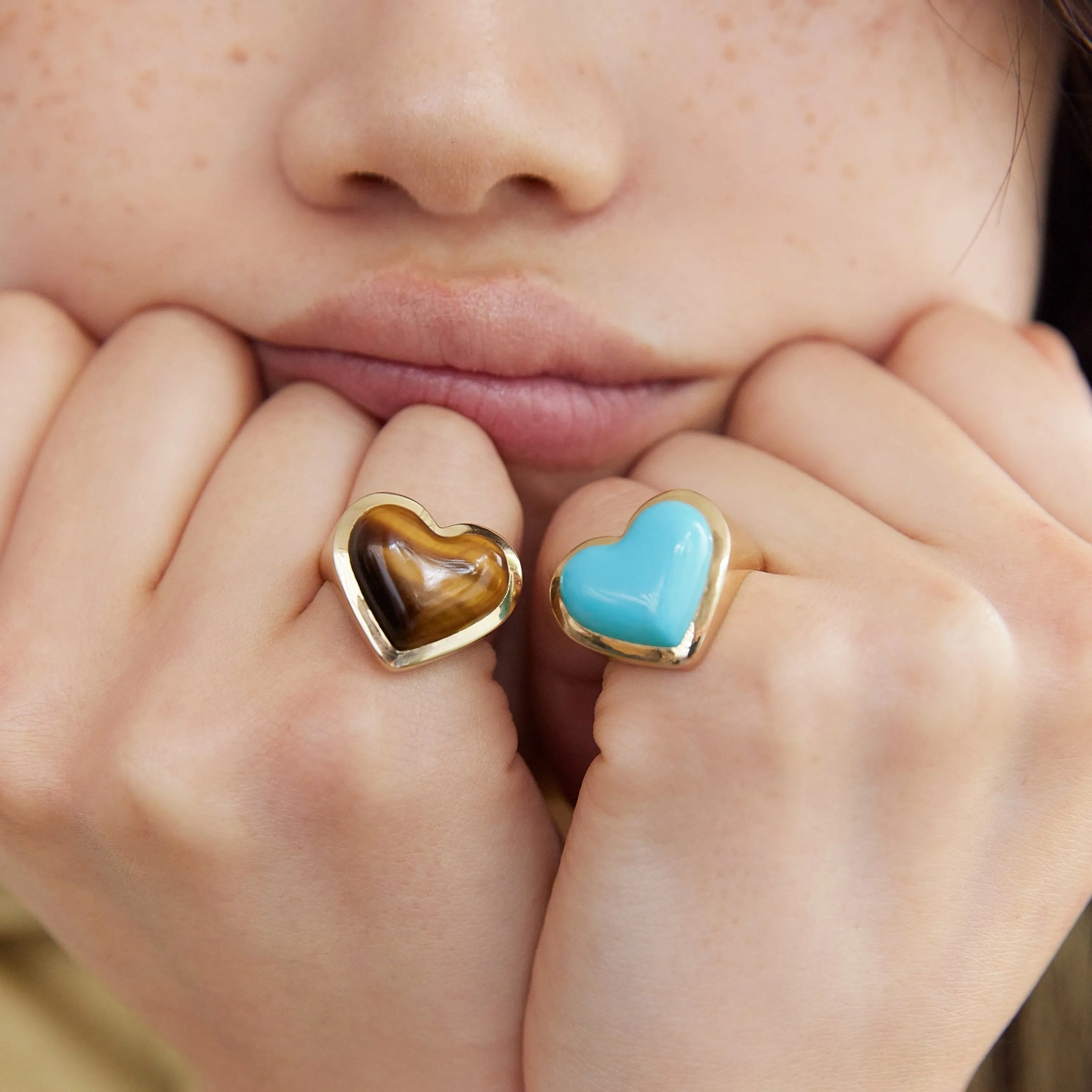 Love lollipop ring yellow gold with turquoise