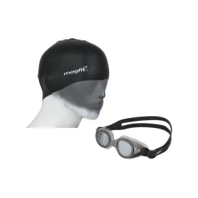 MagFit Unisex Storm Swimming Goggle + Unisex Plain Silicone Swimming Cap