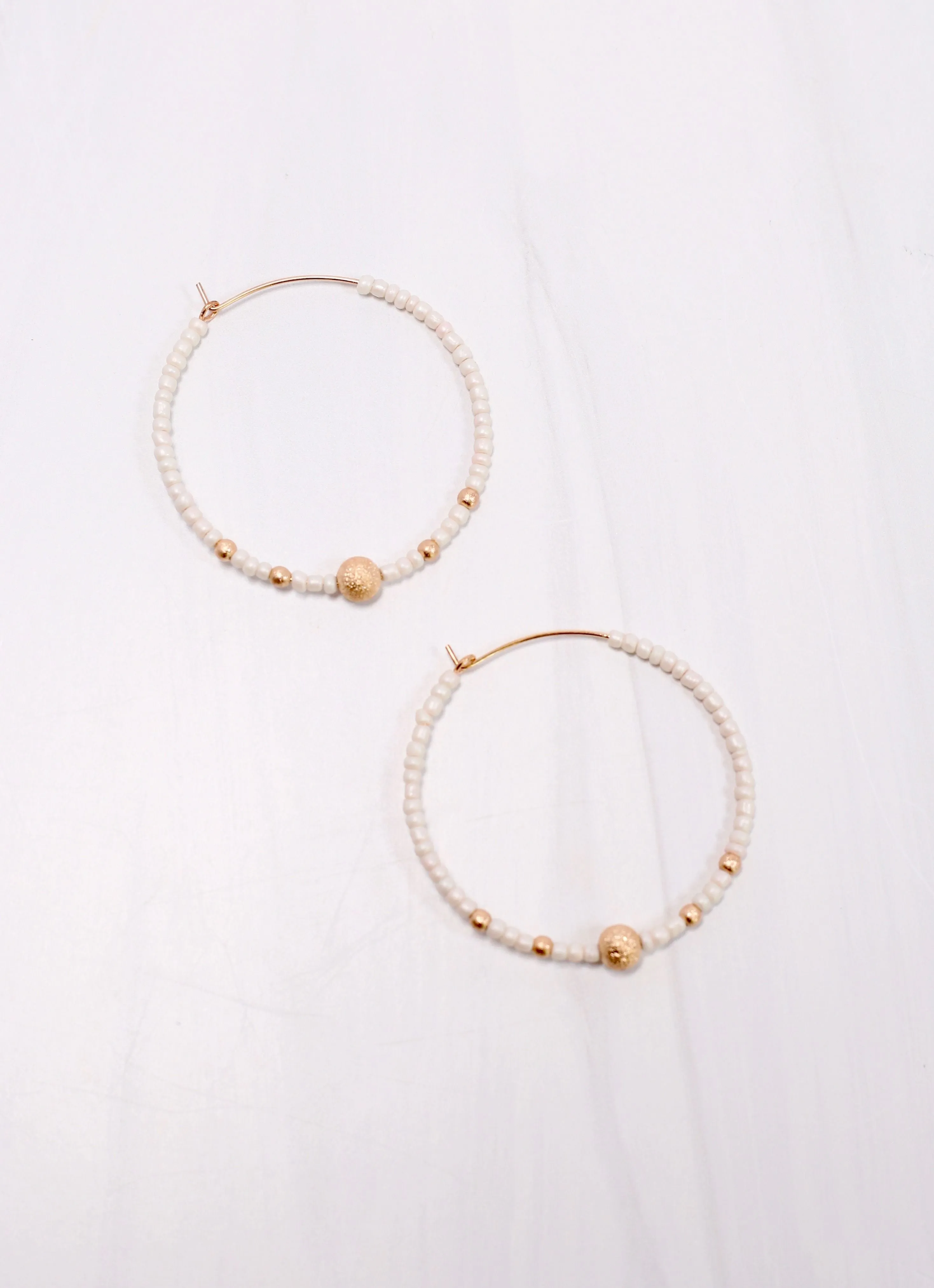 Maranda Beaded Hoop Earring WHITE