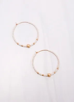 Maranda Beaded Hoop Earring WHITE