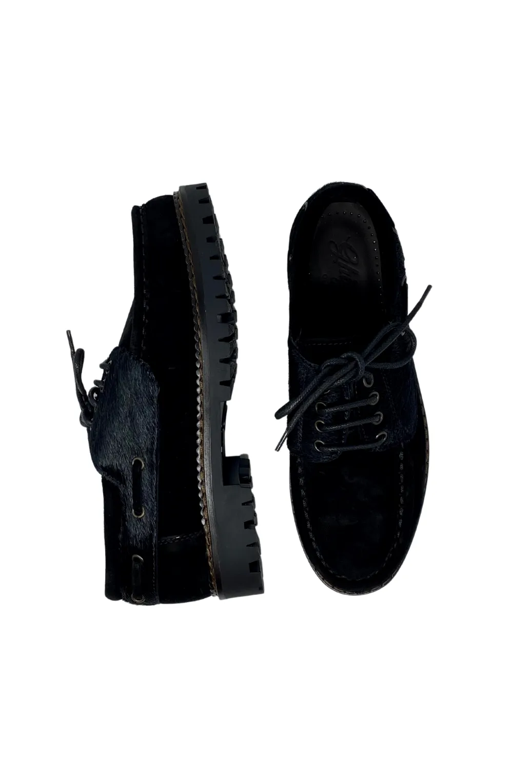 MOCASSINO GINEVRA SUEDE NERO E CAVALLINO