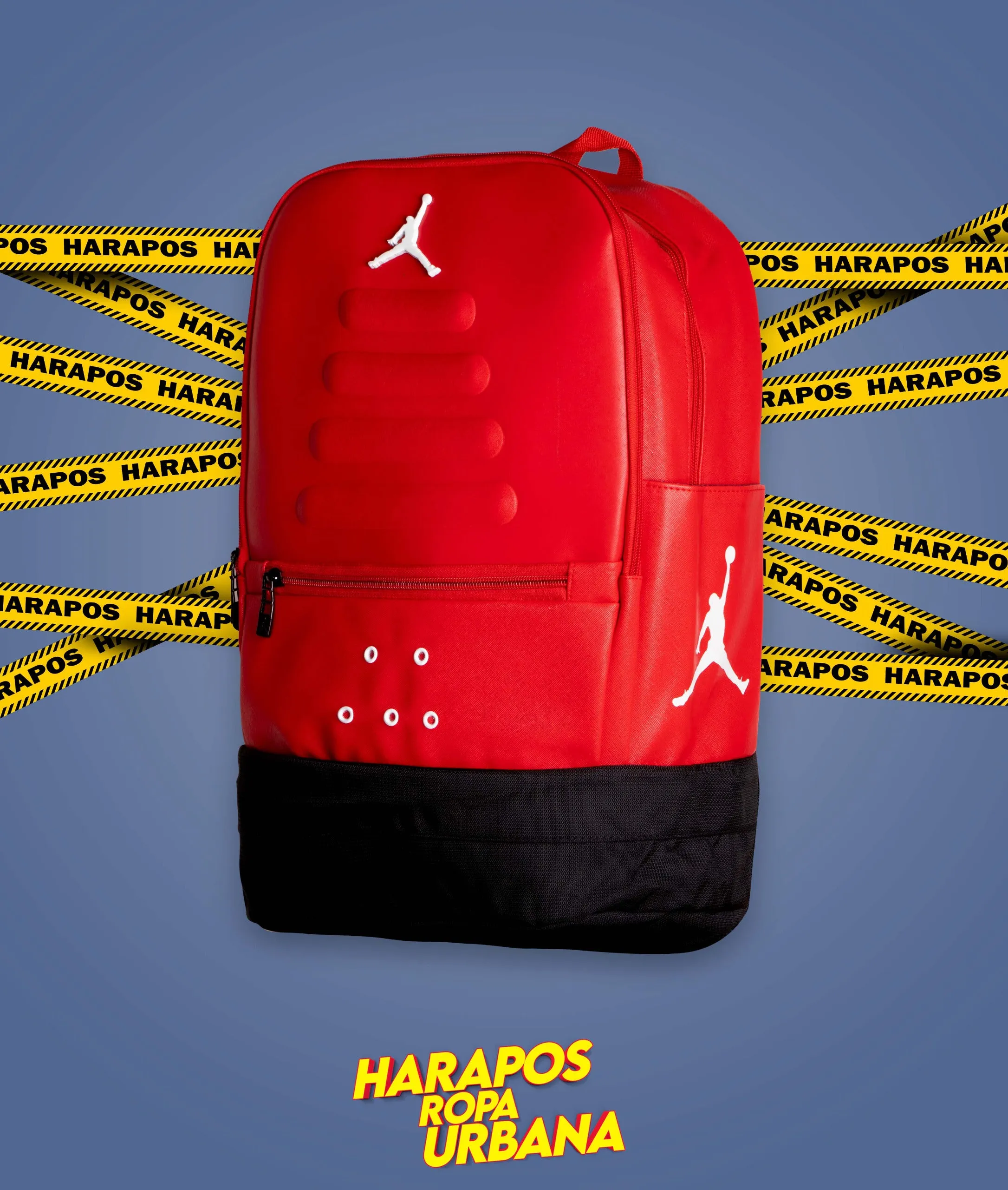 Mochila jordan tapa dura relieve roja