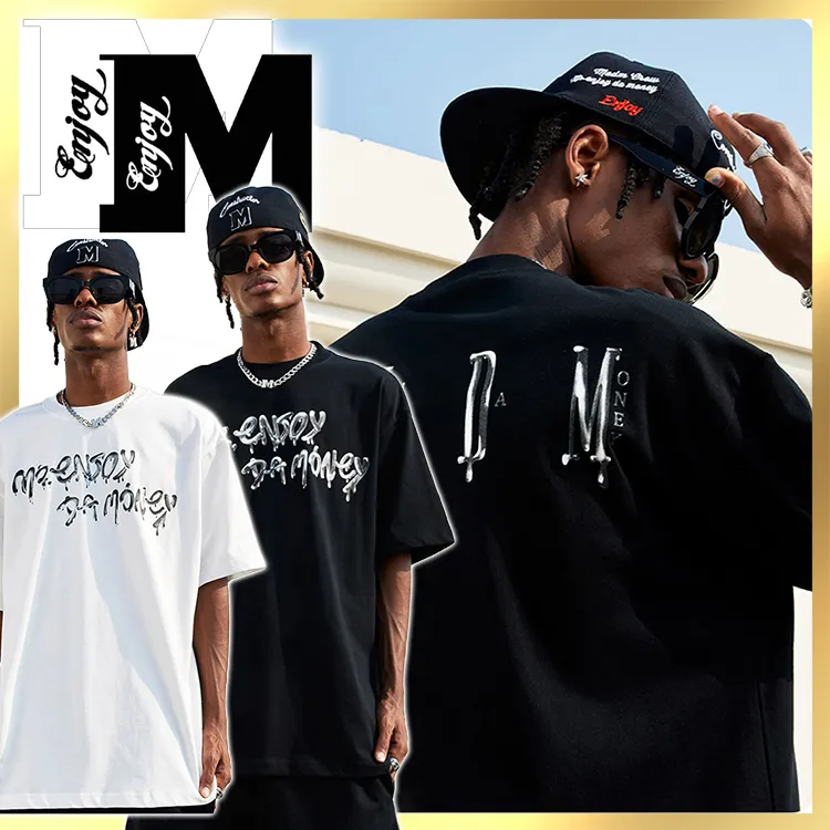 MR. ENJOY DA MONEY  |Crew Neck Unisex Street Style Plain Cotton Short Sleeves