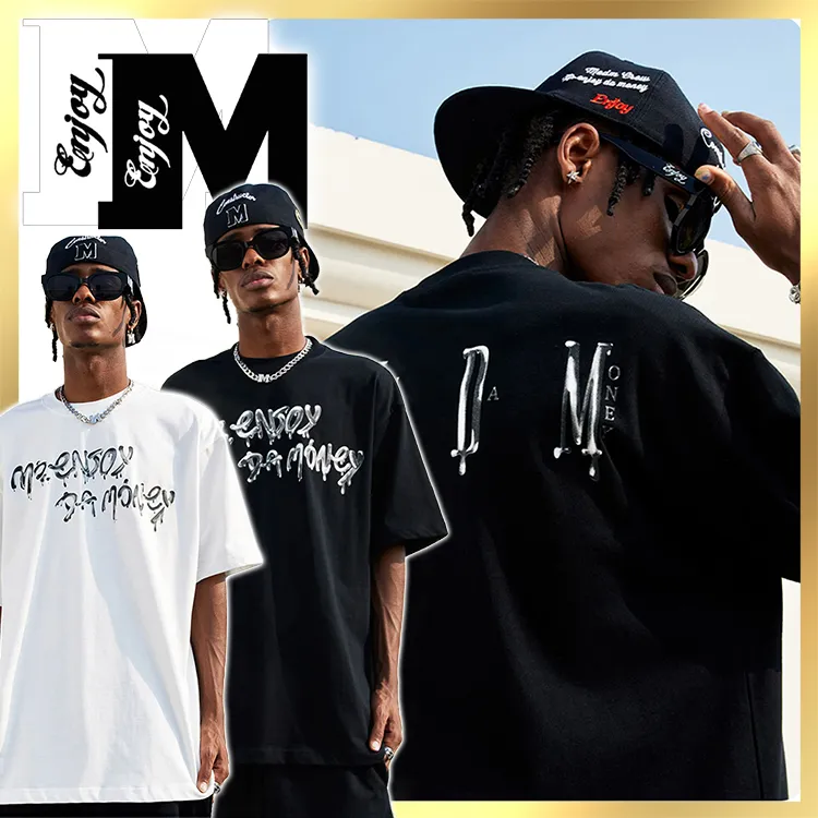 MR. ENJOY DA MONEY  |Crew Neck Unisex Street Style Plain Cotton Short Sleeves