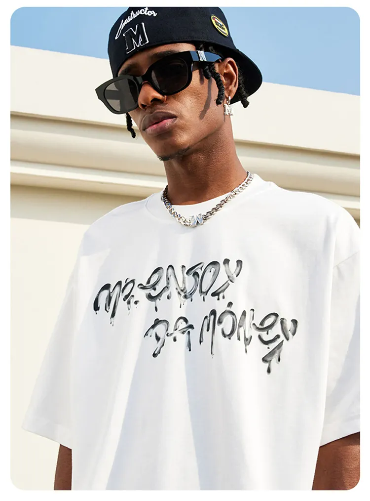 MR. ENJOY DA MONEY  |Crew Neck Unisex Street Style Plain Cotton Short Sleeves