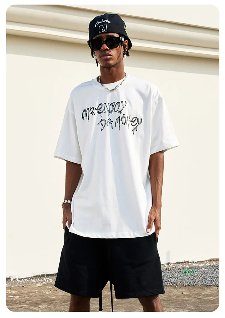 MR. ENJOY DA MONEY  |Crew Neck Unisex Street Style Plain Cotton Short Sleeves