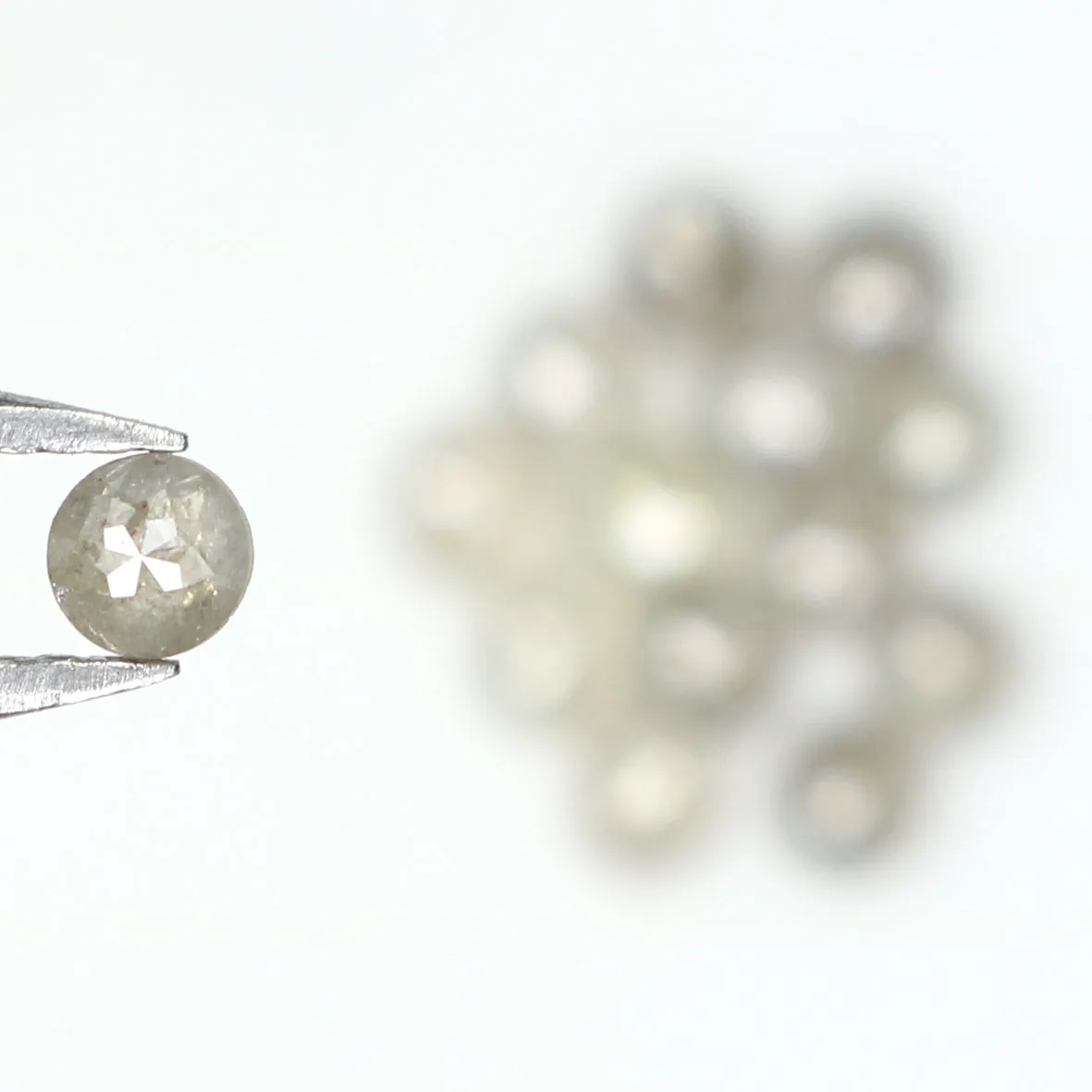 Natural Loose Rose Cut Salt And Pepper Diamond Grey Color 1.31 CT 2.50 MM Rose Cut Shape Diamond L1572