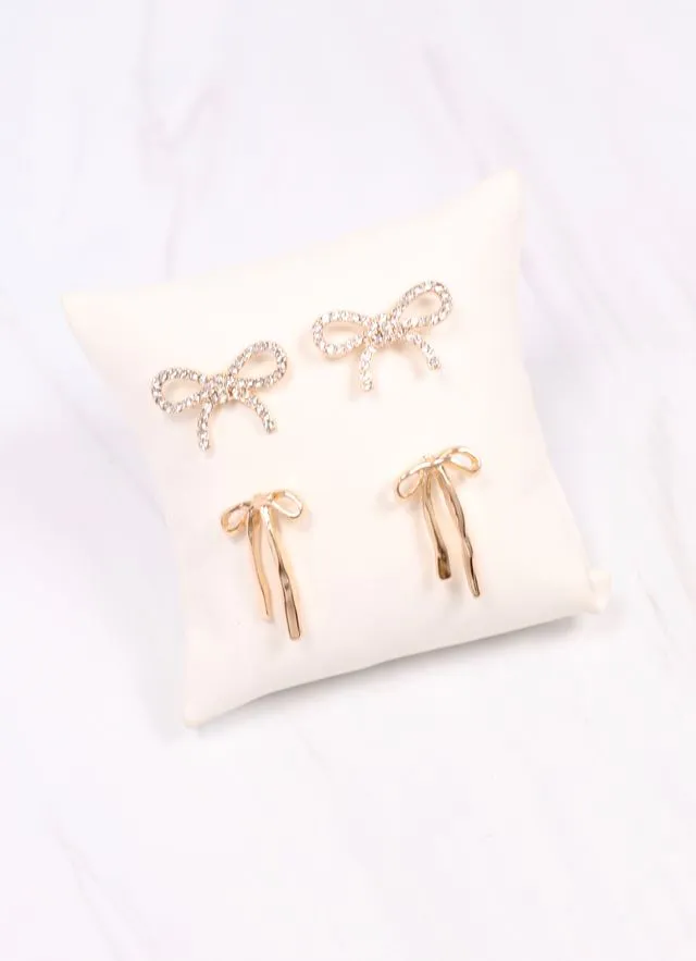 Newsome Bow Earring Set GOLD