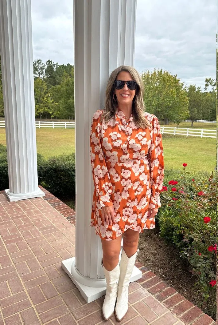 Orange Floral Dress