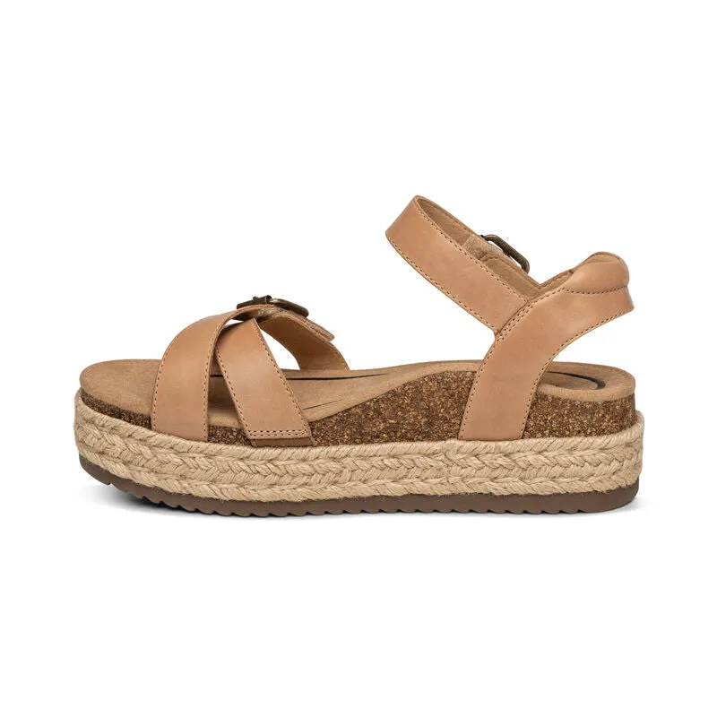  Paula Platform Espadrille Cross Strap Sandal in Camel  