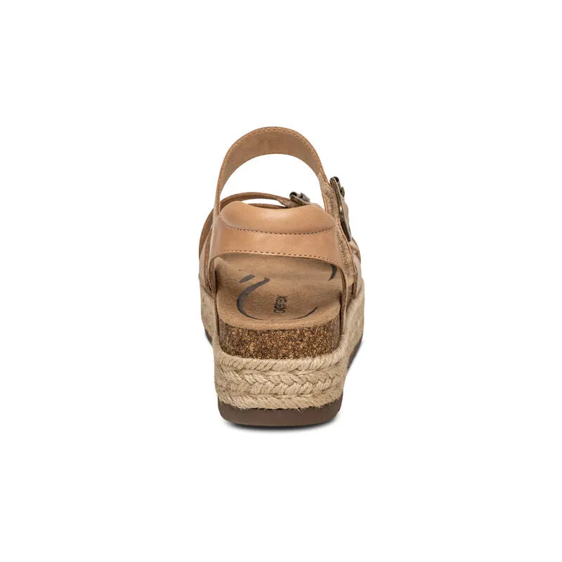  Paula Platform Espadrille Cross Strap Sandal in Camel  