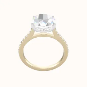 Pave Cathedral Engagement Ring With Low Set Pave  Hidden Halo Head